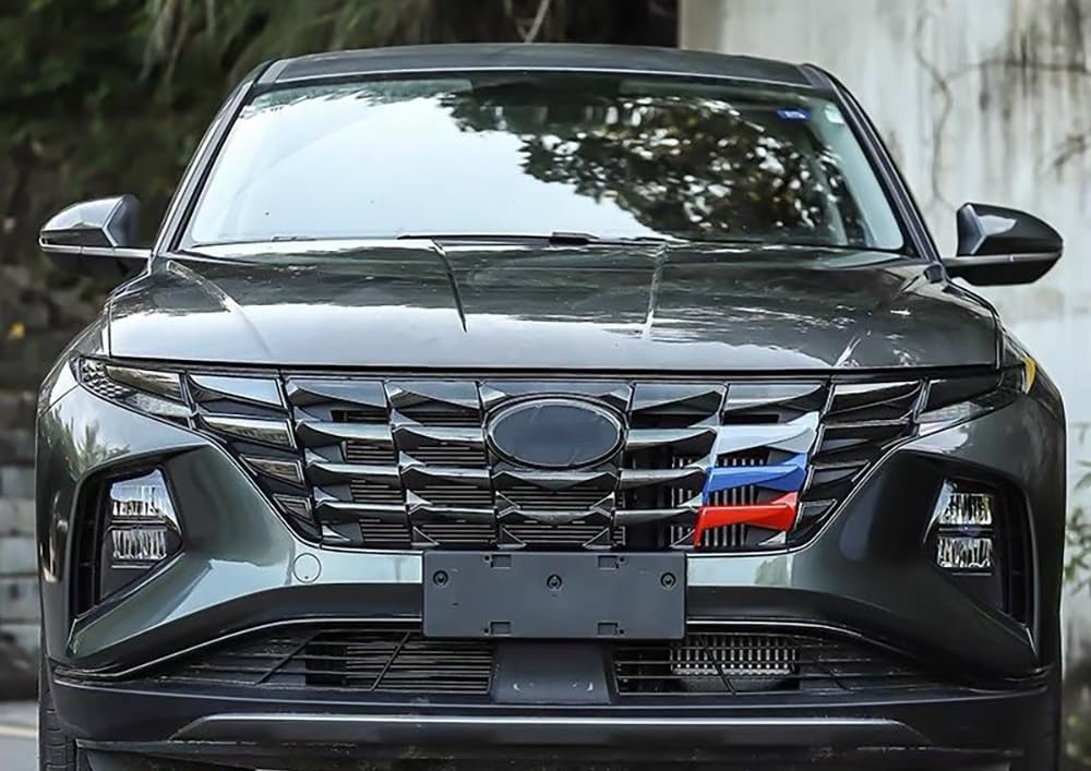 ERIDANUS Auto Accessories Fit for Hyundai TUCSON 2023 2022 3-Color Front Center Mesh Grille Grill Strip Trim (3-Color) ABS 3 PCS