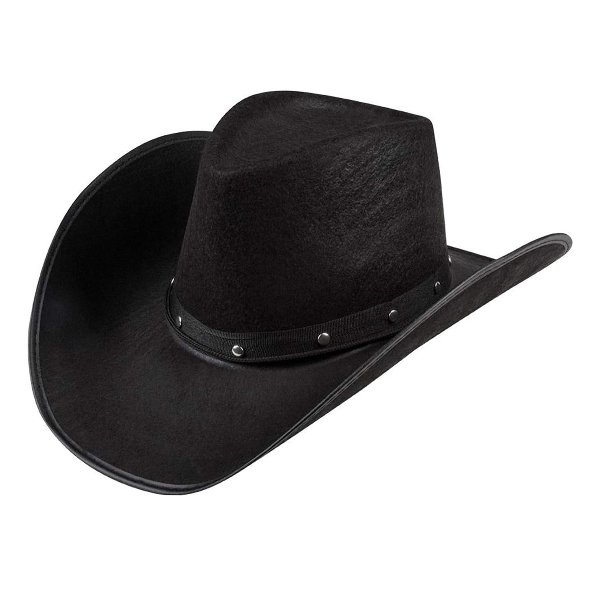 TrendandStylez Sombrero de vaquero negro, sheriff, sombrero de fieltro para hombre y mujer, JGA, fiesta temática, carnaval