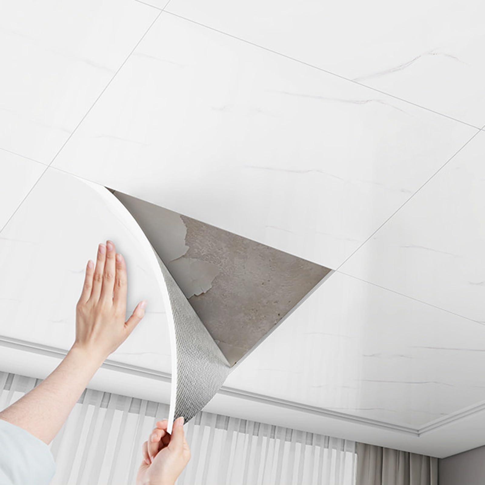 Self-Adhesive Ceiling Tiles for Bathroom and Living Room, Elegant PVC Wall Panels, Easy to Install, 60 pcs Covering 5.4 m² for DIY Home Decor