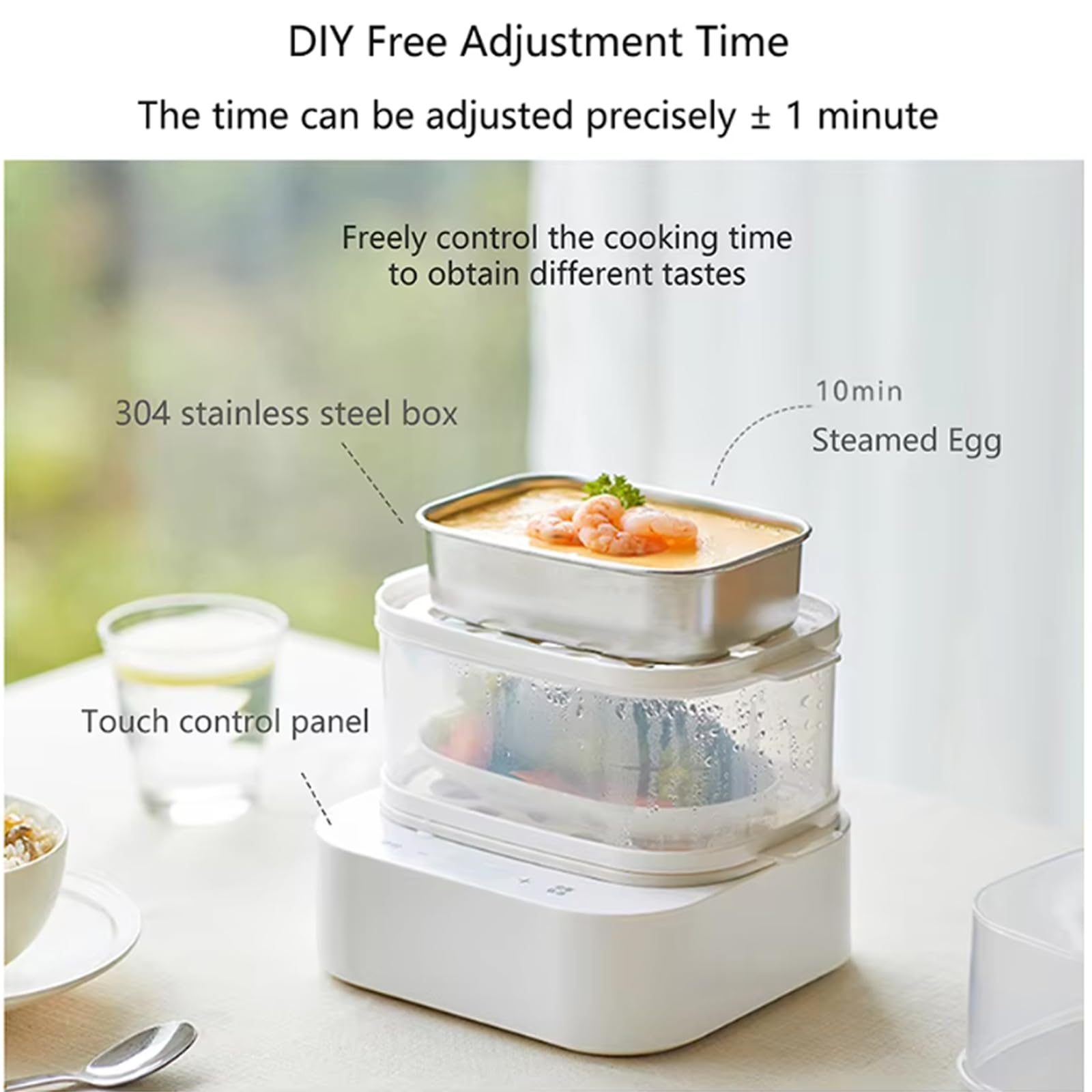 Cocedor De Huevos Inteligente, Hervidor De Huevos Con Recipiente Para Cocinar Al Vapor De Acero Inoxidable, 6 Modos, Reserva De 12 Horas, Bandeja De Agua Profunda De 350 Ml, Apagado Automático