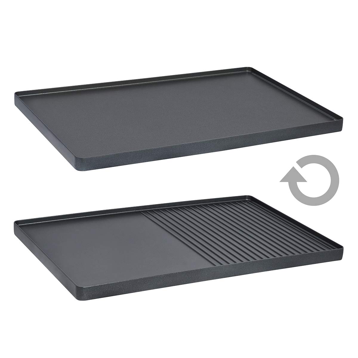 Cloer 6446 Raclette gril avec plaque en aluminium moulé sous pression - utilisable des deux côtés, 8 poêles à raclette à revêtement antiadhésif avec poignées calorifugées, 1200 W, noir
