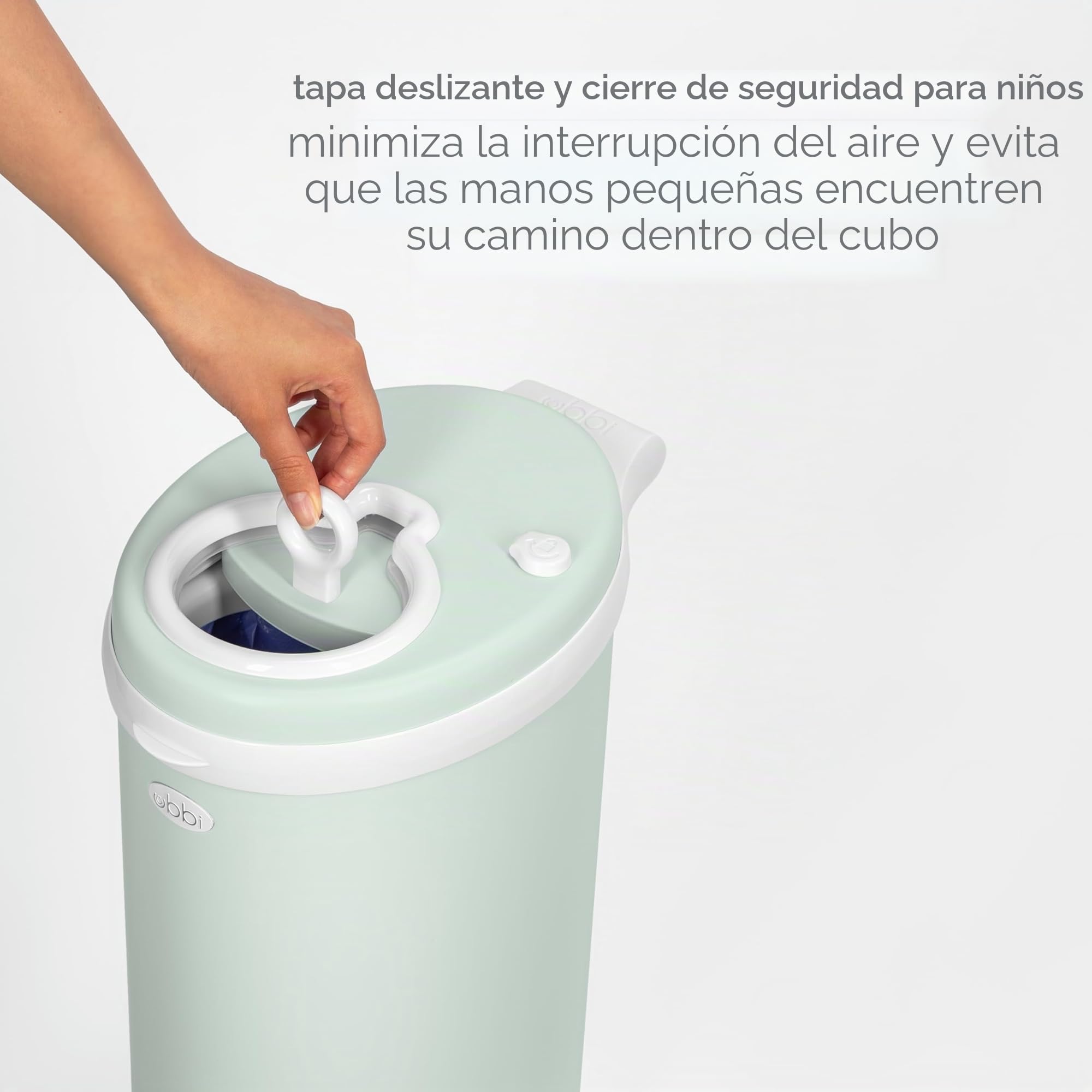 Ubbi Cubo de basura de acero con bloqueo de olores, no requiere bolsa especial, ahorro de dinero, galardonado, diseño moderno, papelera de pañales imprescindible, color verde salvia
