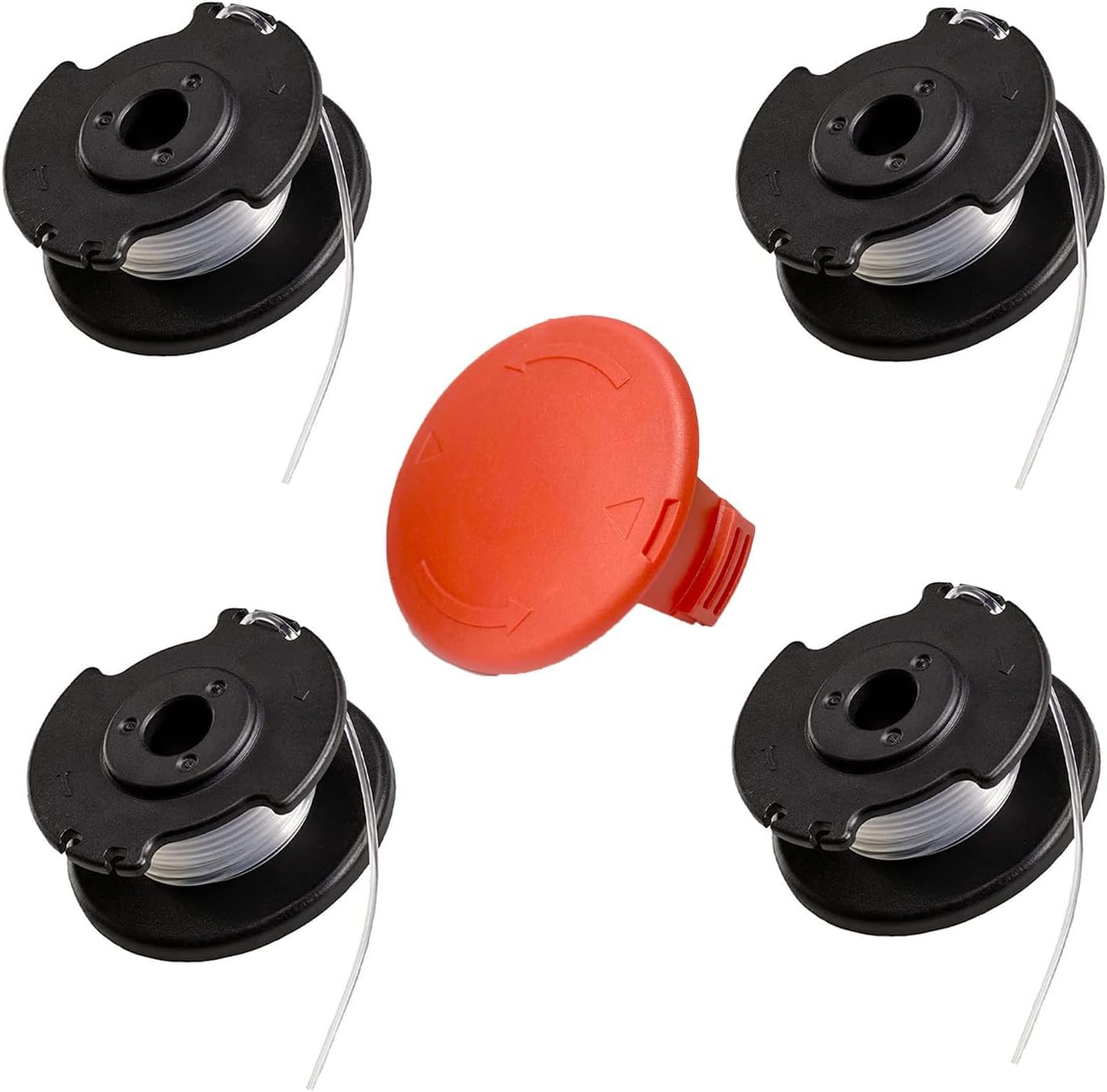 4 Stück Ersatzfadenspule,für Einhell Akku-Rasentrimmer GE-CT 18/28 Li,GE-CT 18/28 Li TC und GE-CT 18/260 Li,für Einhell Ersatzfadenspule TLE-03,Spulenabdeckung TLE-03-1(4 spule+1 abdeckung)