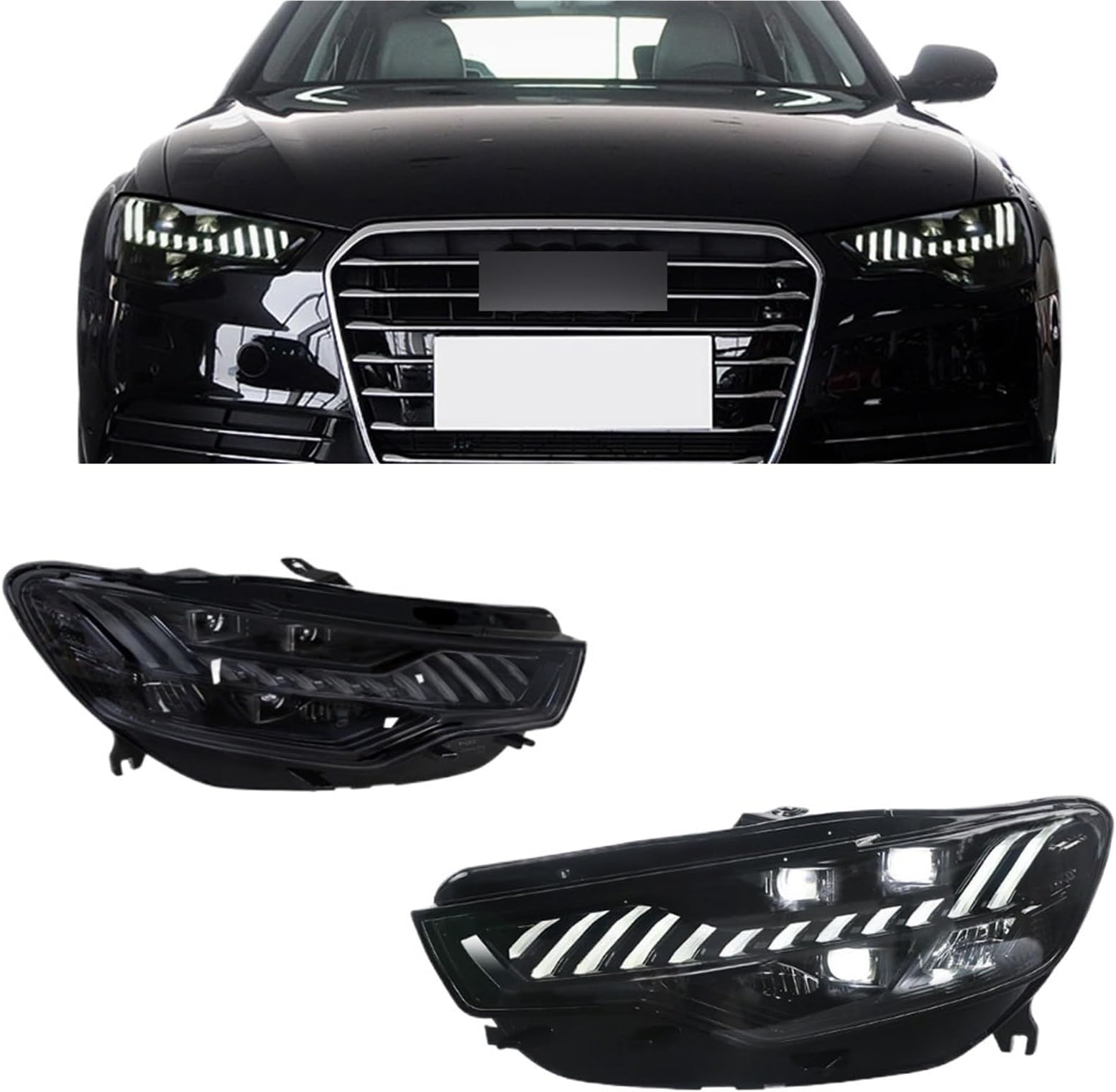 Compatible For Audi A6L C7 2012-2015 LED Matrix Headlight Assembly Upgrade RS Style Turn Signal A6 Front Head Light Auto Lamp Accessories