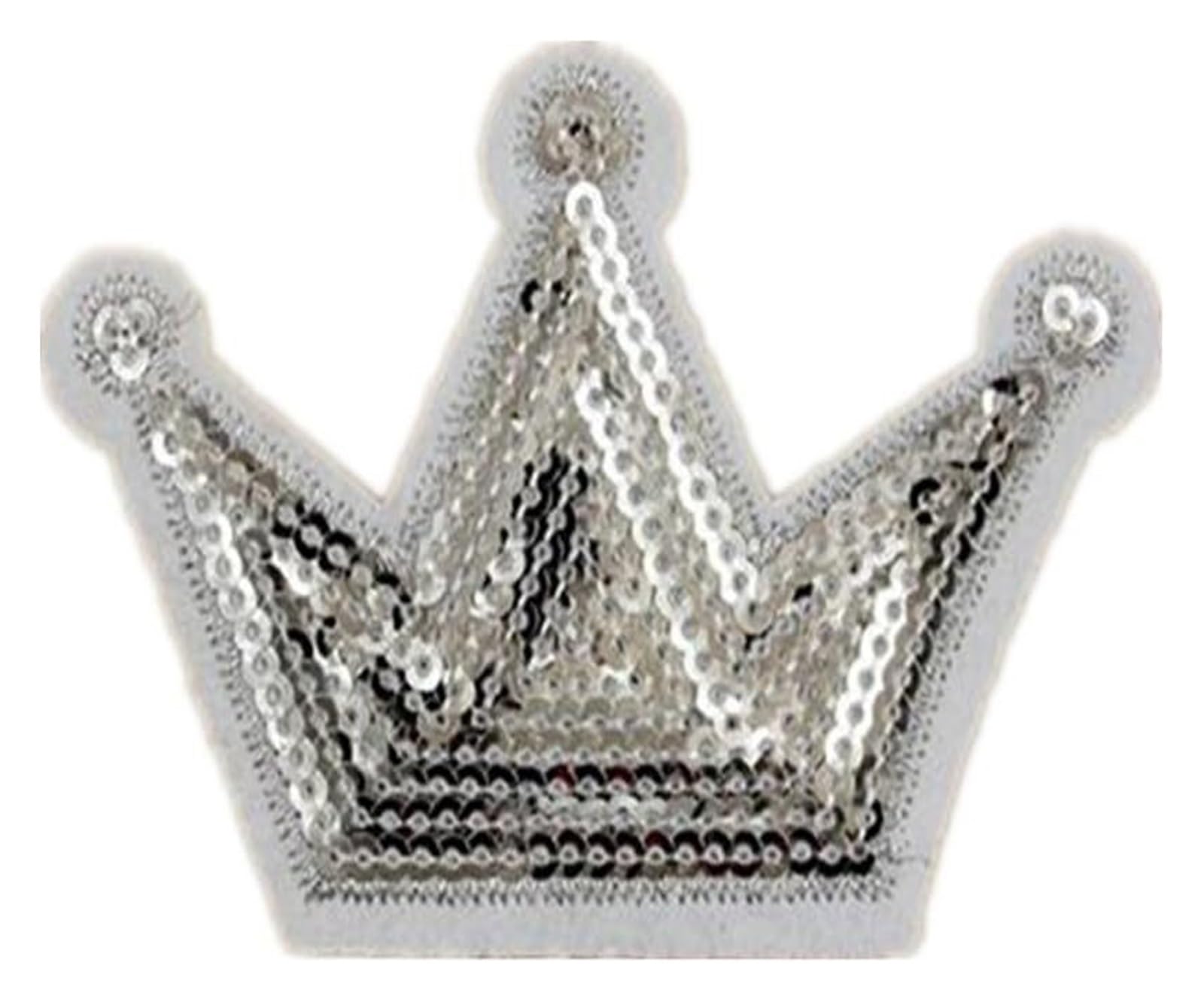 Applikationen für Kleidung, 10 Stück Kronen-Aufnäher for Aufbügeln, Pailletten, dekorativ(Silver)