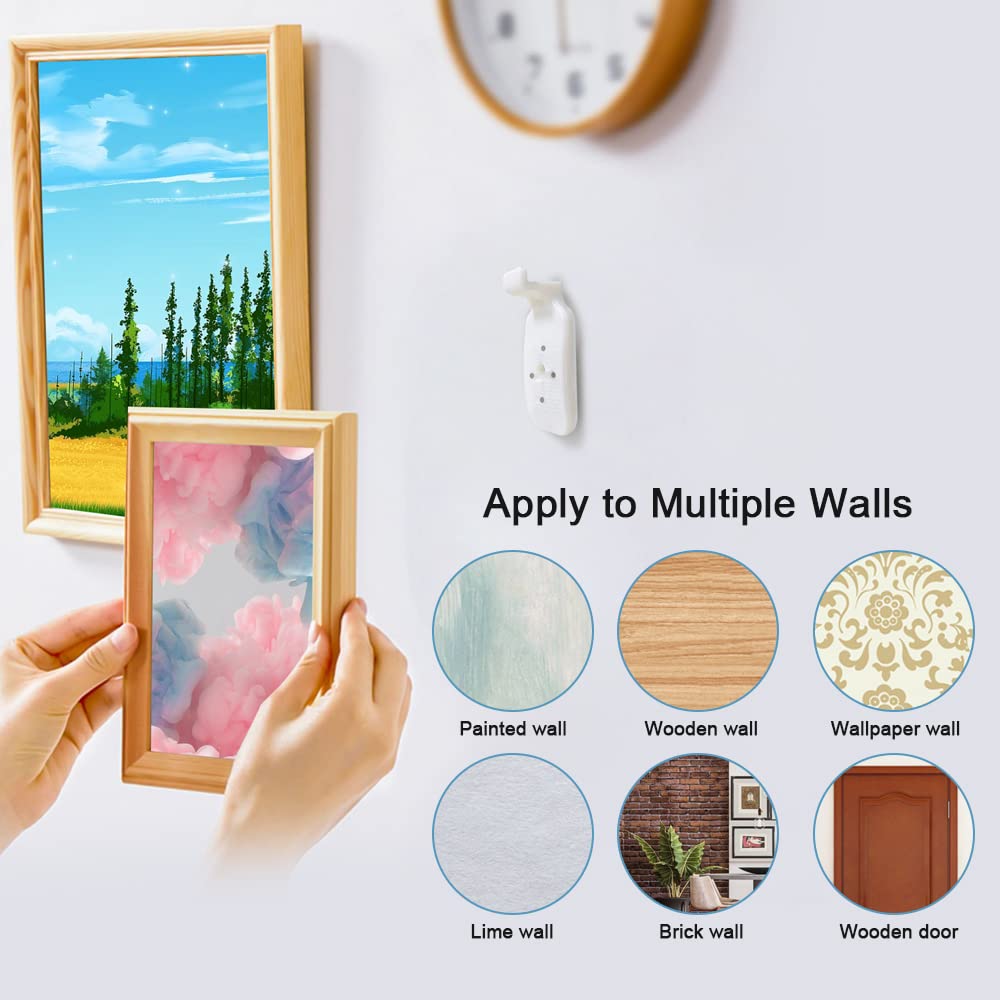HLIWS Ganci da parete antitraccia appendi quadri senza chiodi-40 Pezzi Gancio invisibile per quadri,Ganci per Appendere Foto,per Appendere Foto,Dipinti