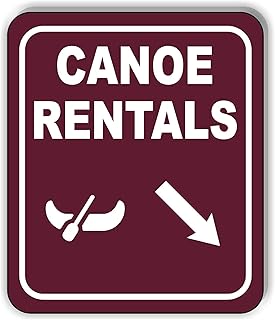 CANOE RENTALS DIRECTIONAL 45 DEGREES DOWN RIGHT ARROW CAMPING Aluminum Composite Outdoor Sign 15" x18"