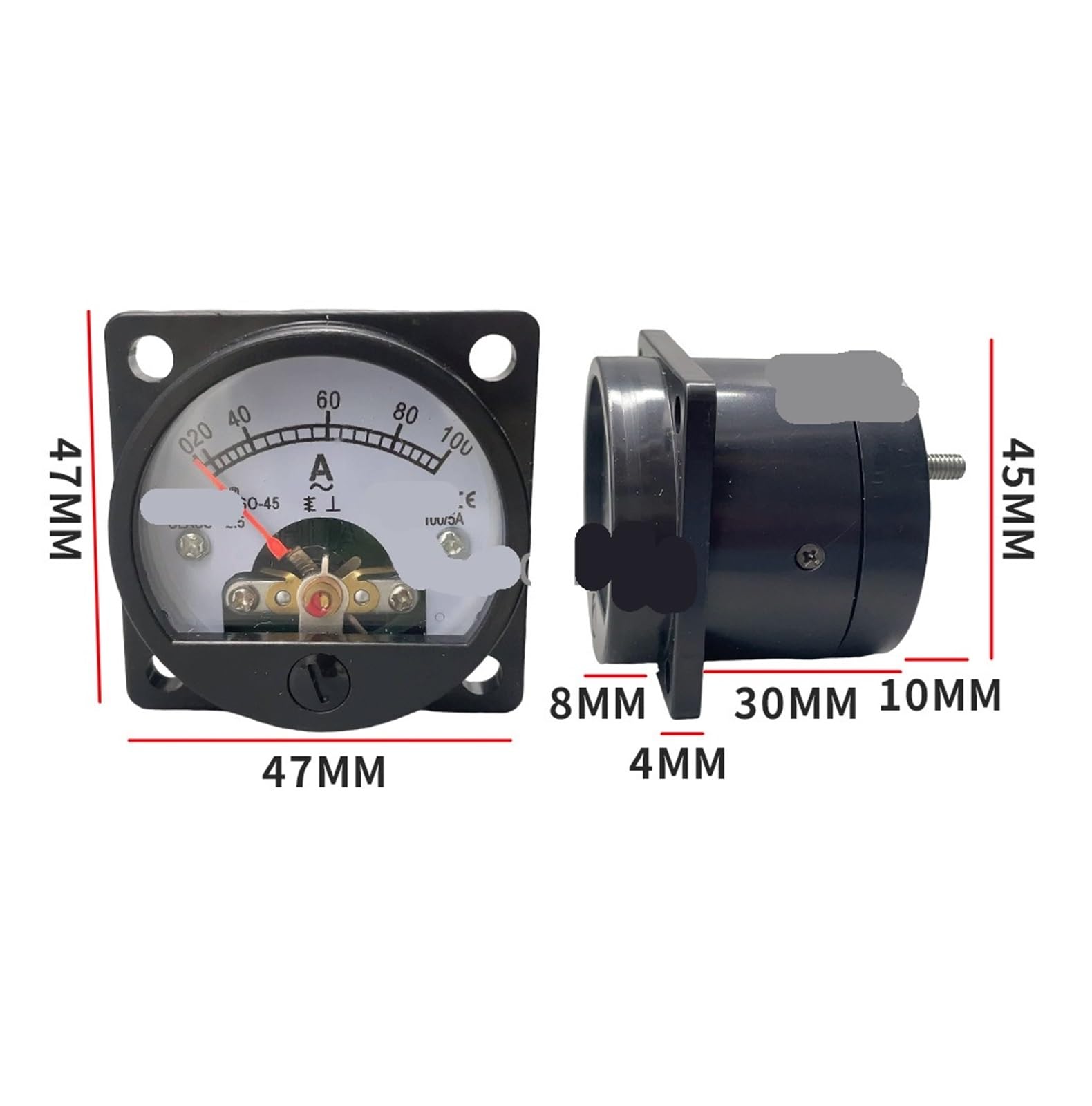 Amperímetro analógico redondo marino SO-45 de 47 x 47 mm(150MA)