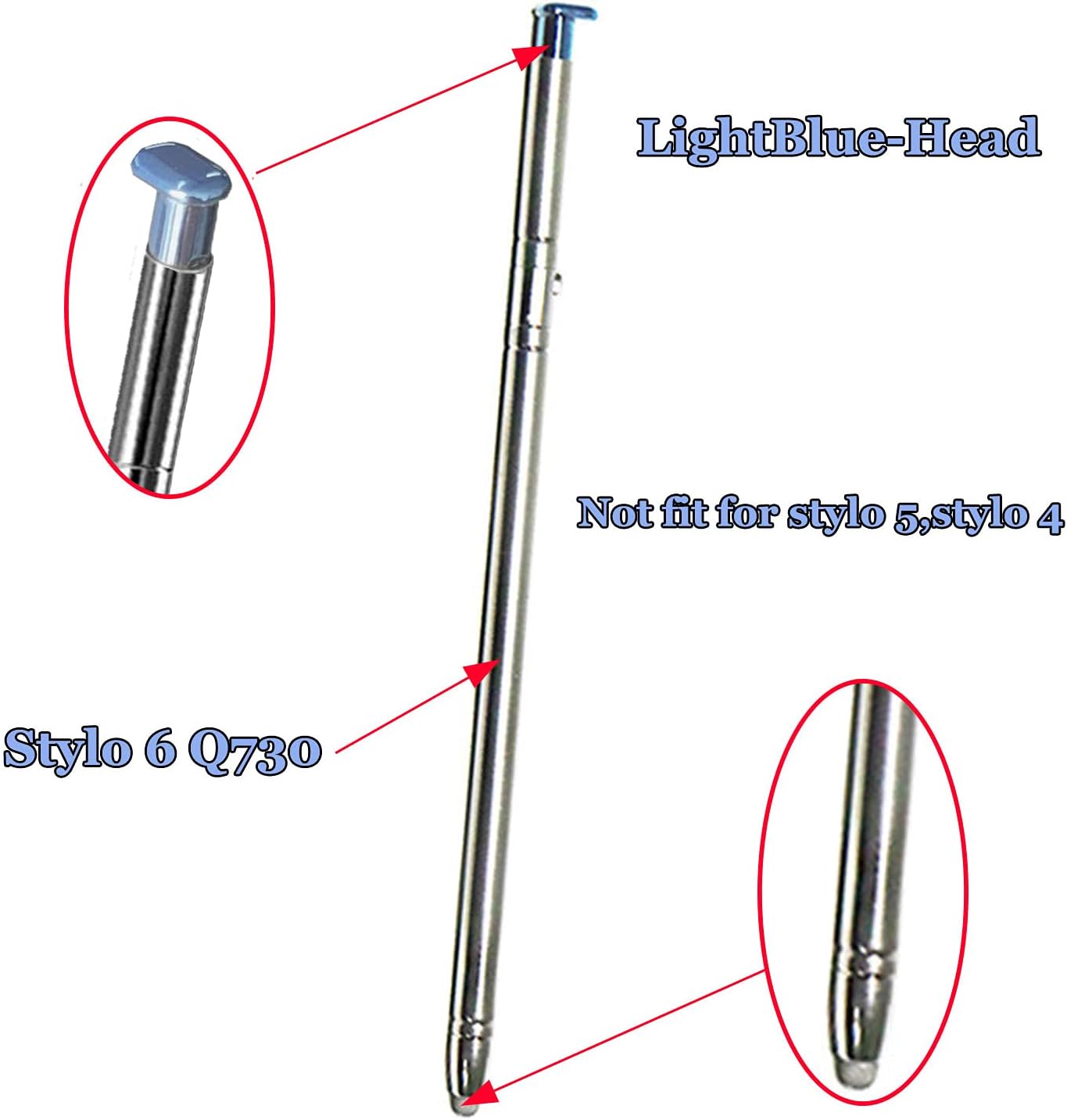 Light Blue Holographic LCD Touch Screen Stylus Pen Replacement Parts for LG Stylo 6 Q730 All Versions ,Boost AT&T TracFone Verizon Spectrum Xfinity T-Mobile Sprint Cricket Wireless
