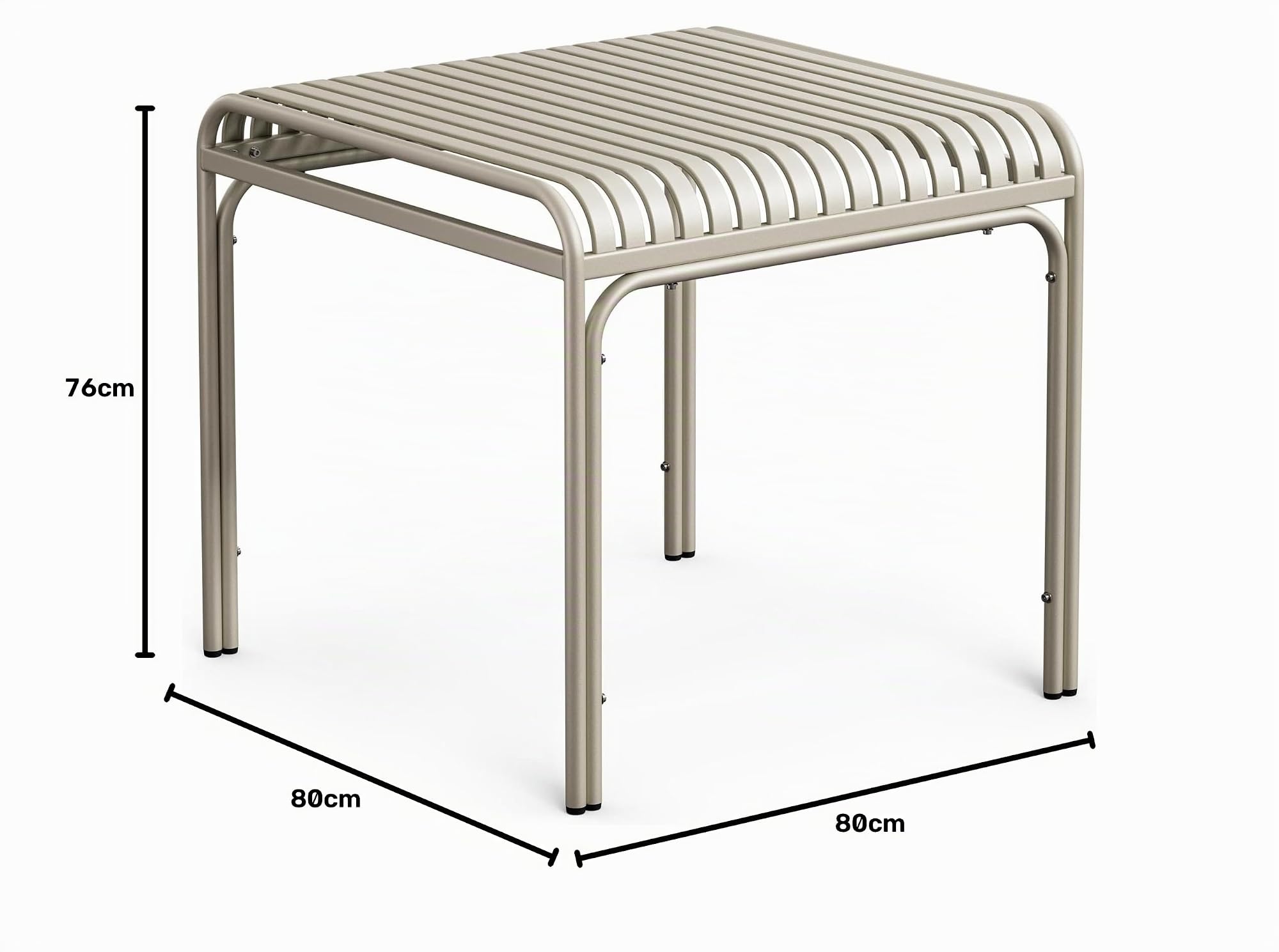 di volio Gartentisch 80x80 cm Metall quadratisch wetterfest Outdoor Liwio