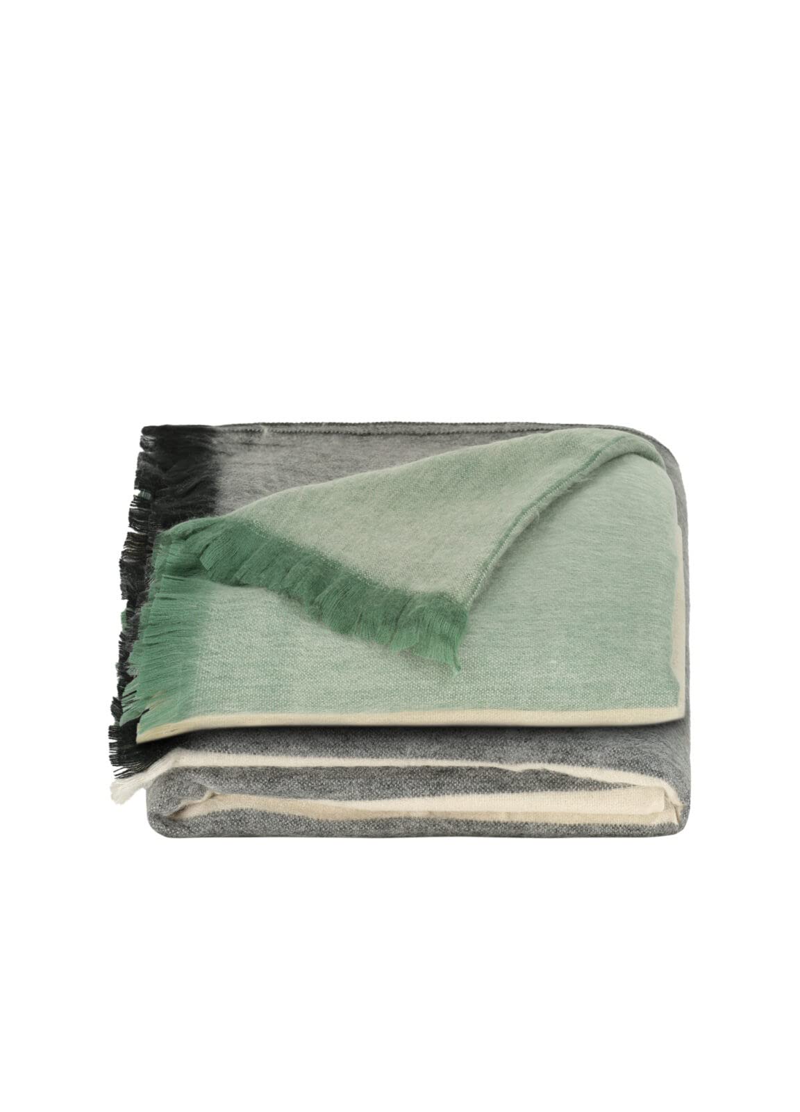 Plaid menthe en coton tissé de luxe beige et finitions noir