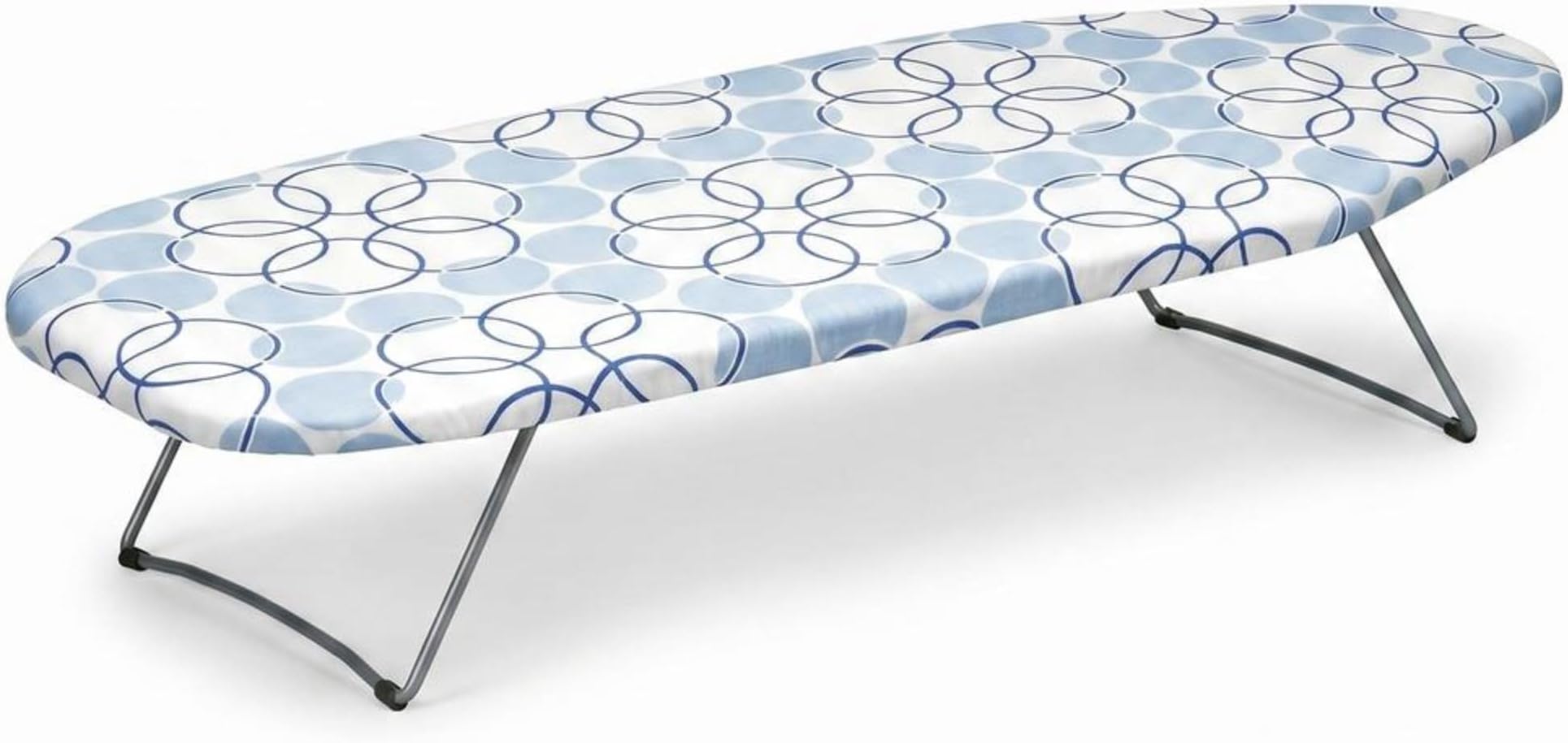 122101 Small Tabletop Ironing Board with Folding Legs - Magic Rings Cover and Pad,Blue Rings