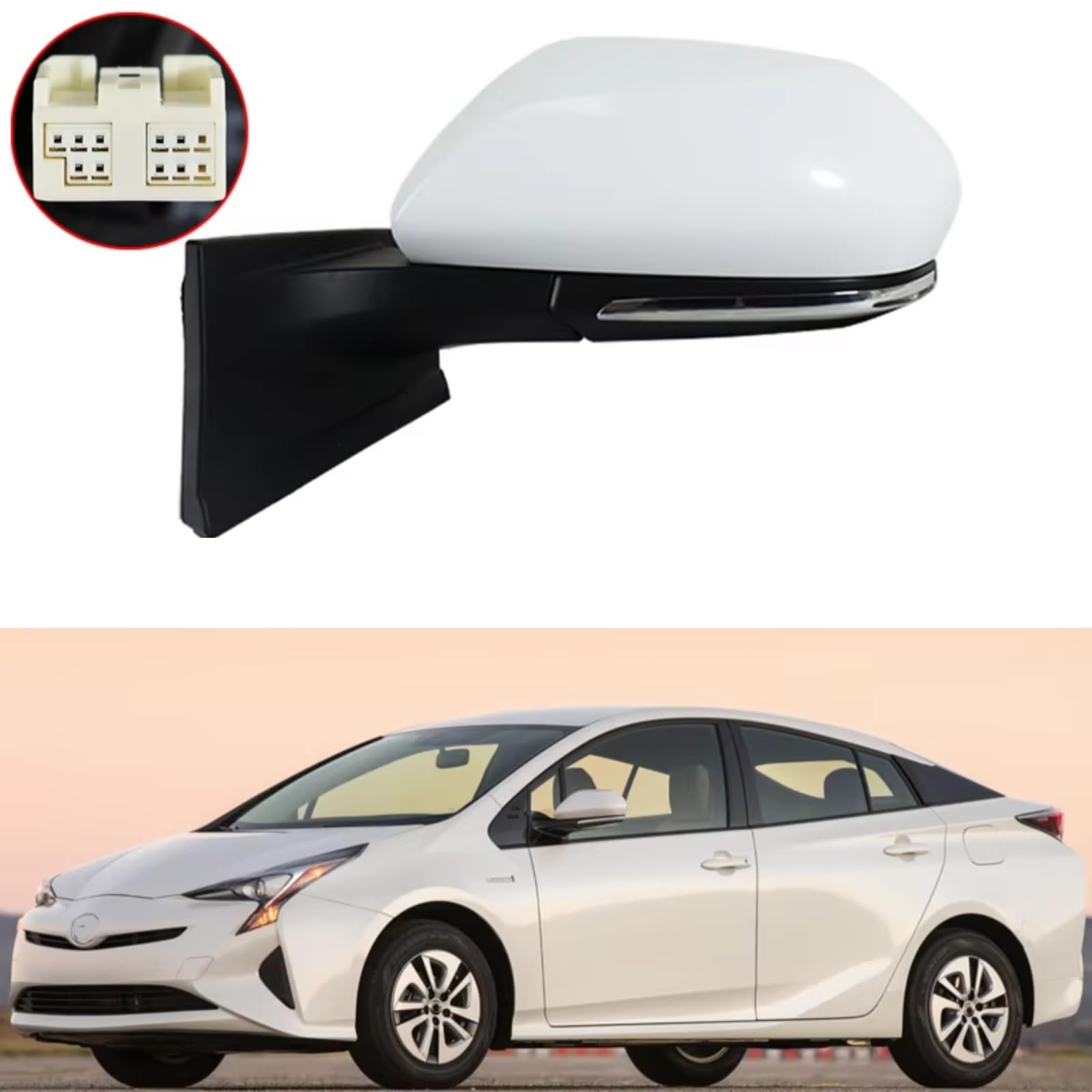 Conjunto Espejo Retrovisor Coche Para Toyota Para Prius 2016-2022 RHD 9 Pines Con Puerta Luz Señal Giro Calentada Para Montaje Espejo Ala Espejo Retrovisor Conjunto