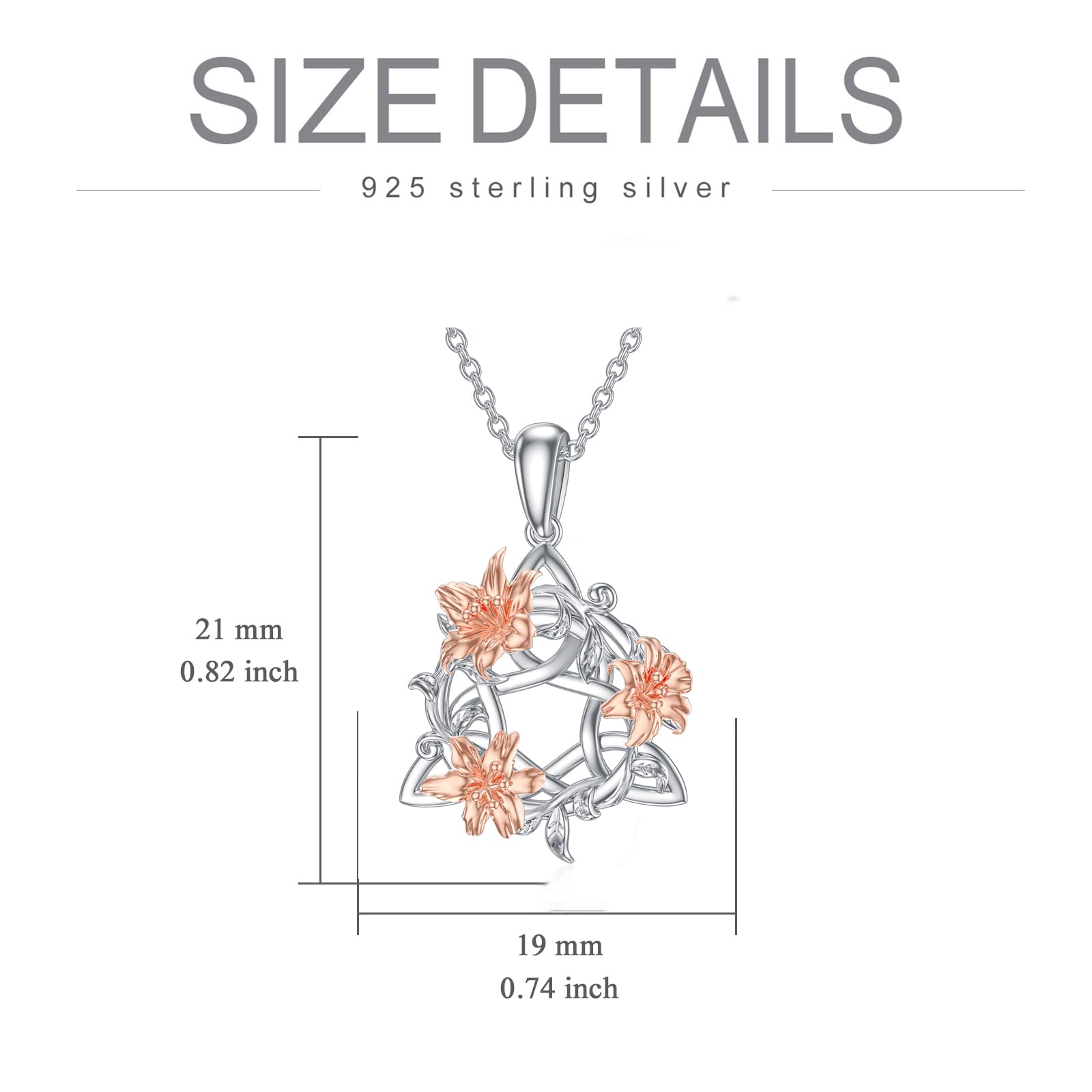 RMREWY - Collar de nudo celta de plata de ley 925, joyería de buena suerte, triquetra irlandesa, colgante de nudo triangular, joyería para el día de la madre, regalo para mujeres, madres y niñas