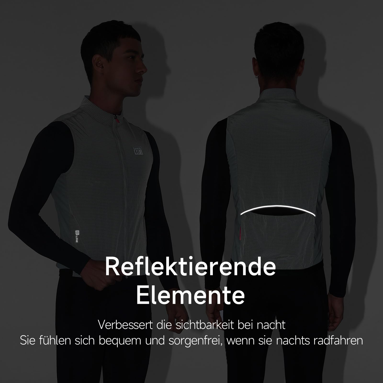 Santic Chaleco de ciclismo para hombre y mujer, sin mangas