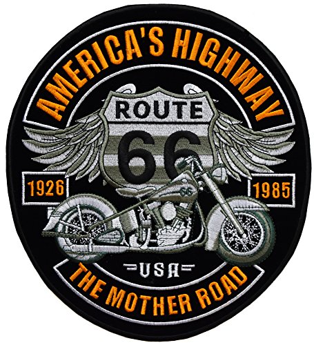 topt mili ecusson Route 66 Biker Motard Moto USA us thermocollant Grand Format 25x23cm patche Badge