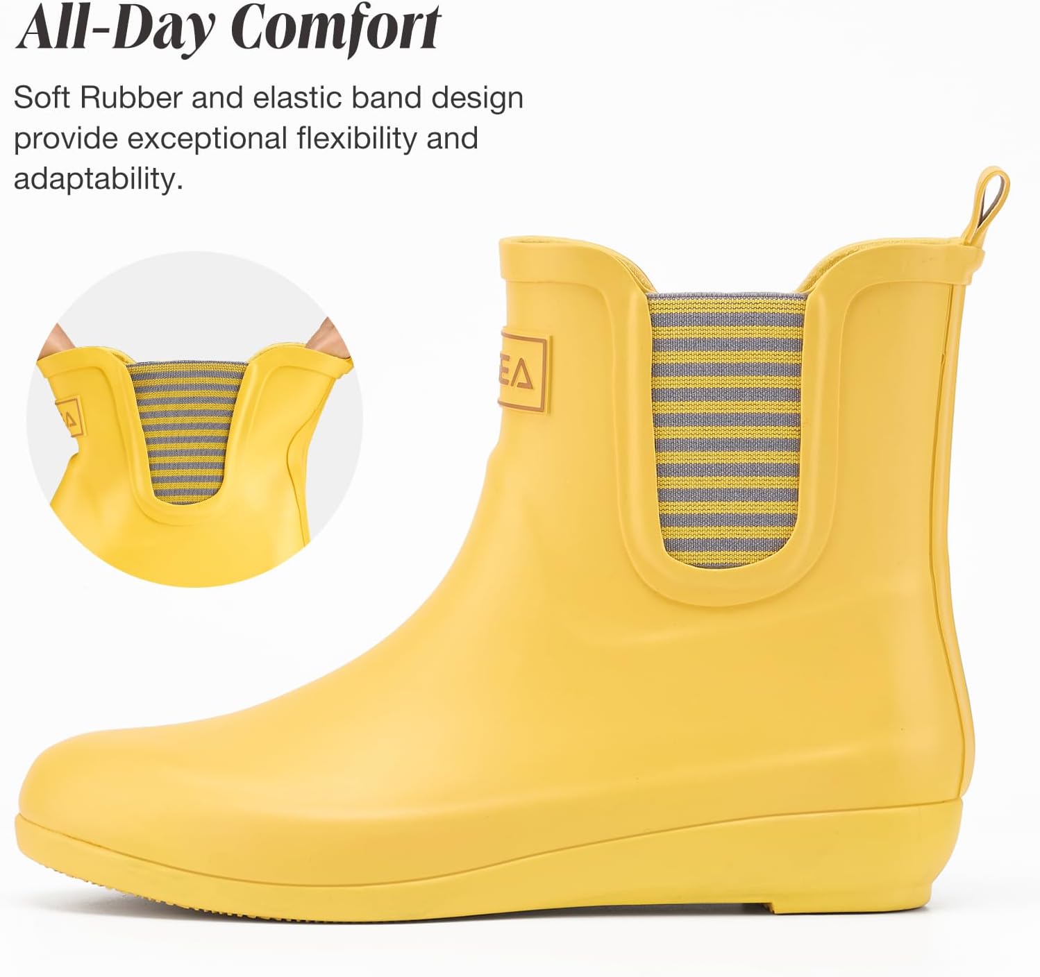 HISEA Rubber Rain Boots for Women Waterproof Chelsea Boots Short Ankle Rain Shoes Wedge Heel Anti-Slipping Rainboots for Ladies with Comfort Insole Lightweight Stylish Outdoor Work Booties - Image 6