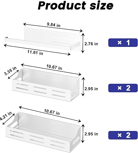 Miniatura 6 de Carwiner Paquete de 5 estantes magnéticos para especias para refrigerador con soporte para toallas de papel, organizador magnético para
