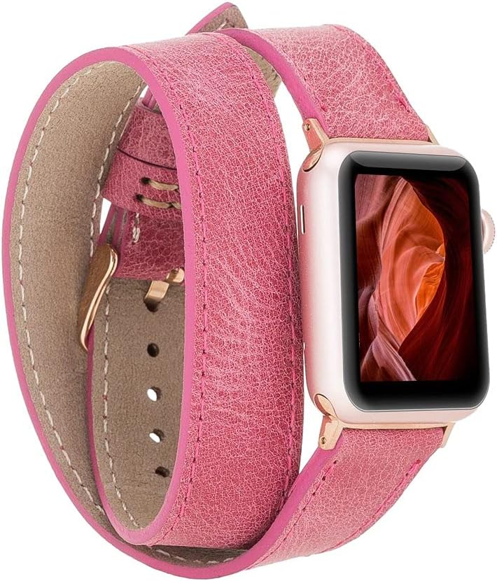 HARDISTON Apple Watch Band 38mm 40mm 41mm 42mm 44mm 45mm for men & women, Handmade Genuine Leather, Double Tour Watch Band Compatible with iWatch Series 7 6 5 4 3 2 1 SE, Wrist Bracelet Strap