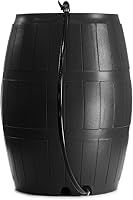 Vista 2 de FCMP Outdoor RC4000-BLK Barril recolector de agua, 50 galones, sin bisfenol A, parte trasera plana, para el hogar, almacenamiento de agua, regar