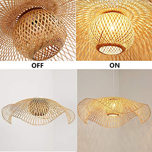 Suspension vintage bambou 100cm luminaire E27 réglable