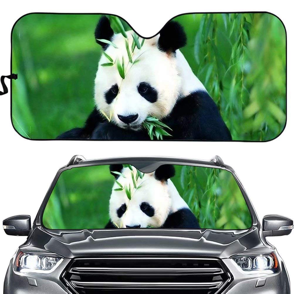 Cumagical Panda Foldable Car Windshield Sun Shade Auto Front Window Sun Visor,Summer Protector Block UV Rays Sunlight Heat,Universal Fit for Cars SUV Truck