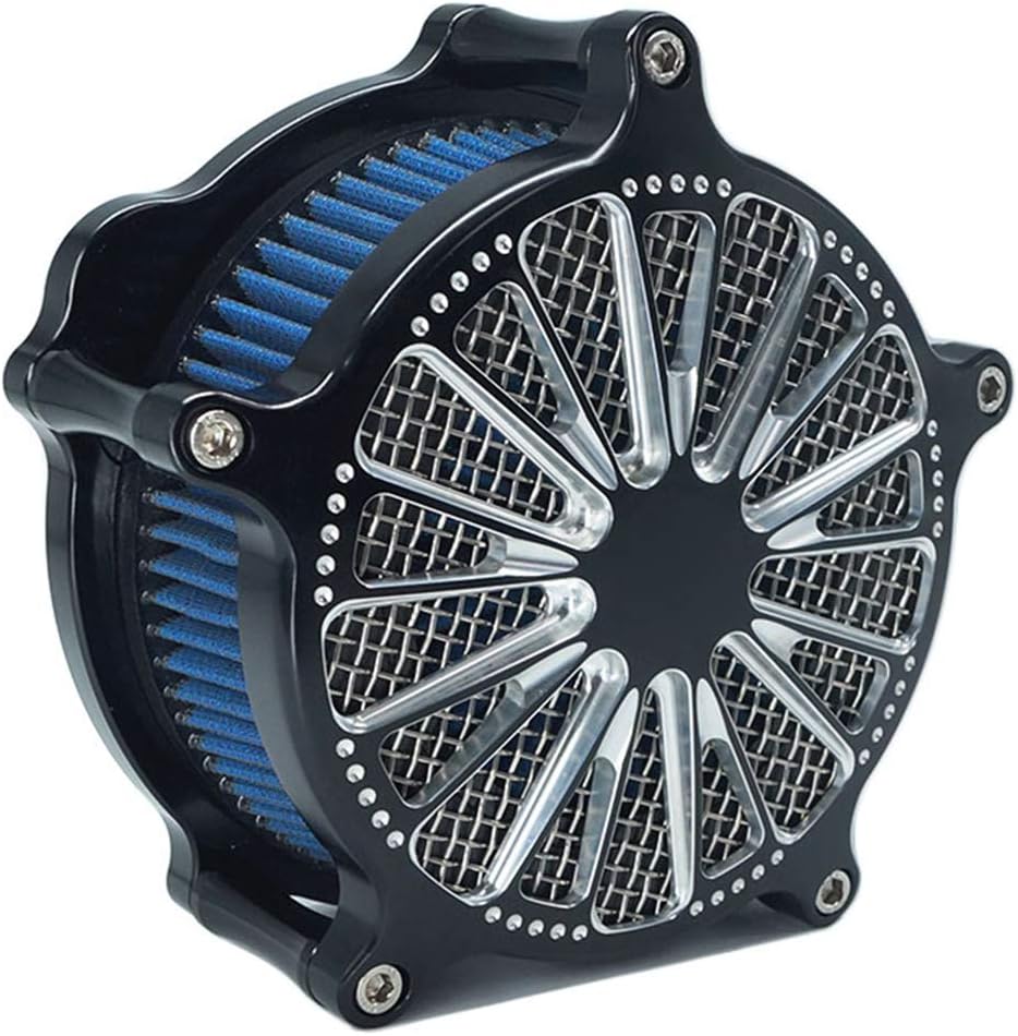 Harley Air Filter Domino Motorcycle Intake Cnc Cut Cleaner Venturi Kit Chrome for Sportster XL 883 XL 1200 2007-2018 Fitment - A (Blue)
