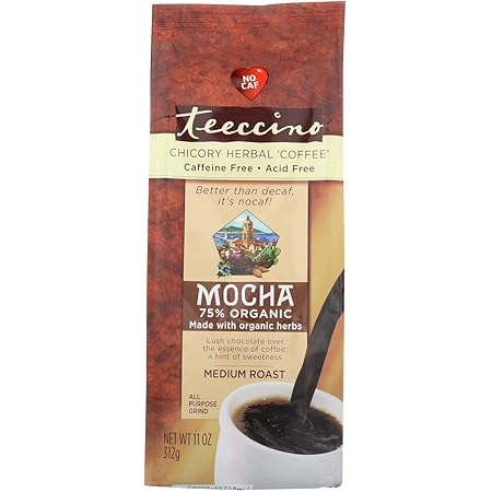 Amazon Co Jp ティーチーノ Teeccino オーガニック穀物コーヒー ハーバルコーヒー モカ ミディアムロースト カフェインフリー 312g 海外直送 並行輸入品 食品 飲料 お酒