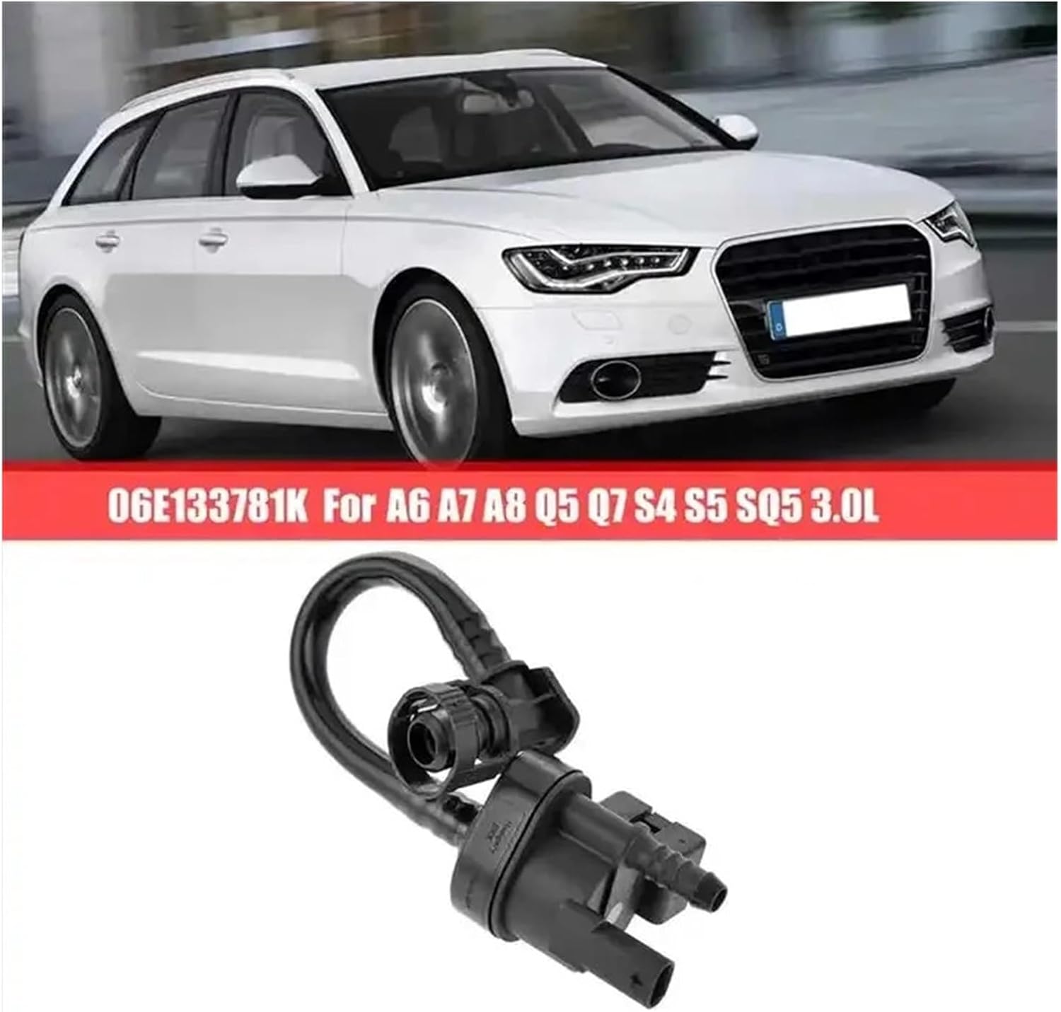 06E133781K 06E133781E Activated Carbon Filter Fuel Tank Breather Purge Solenoid Valve Hose Compatible With A6 A7 A8 Q5 S4 S5 SQ5 3.0L