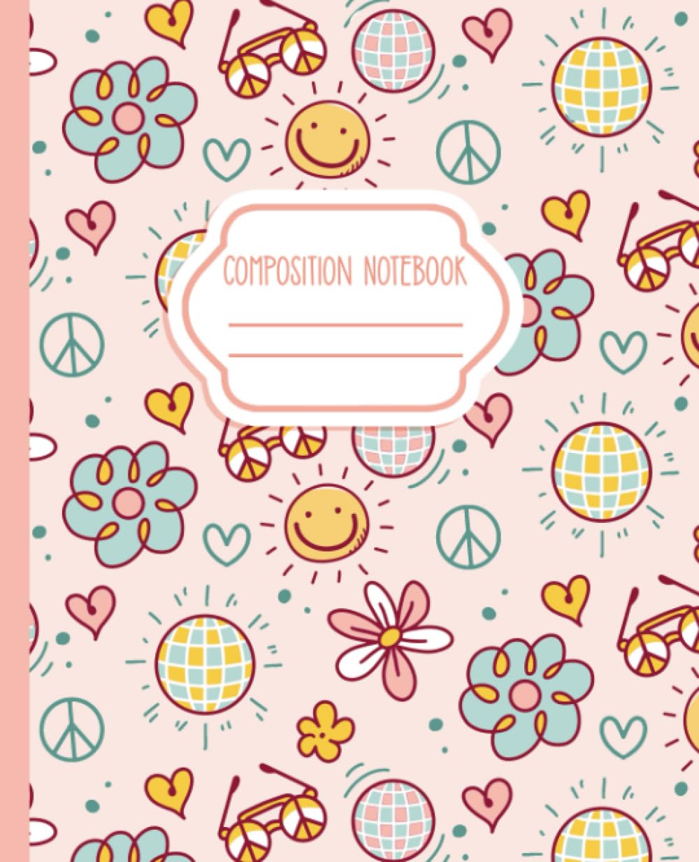 Composition Notebook: Pretty Pink Retro Aesthetic | Wide Ruled | 110 Pages