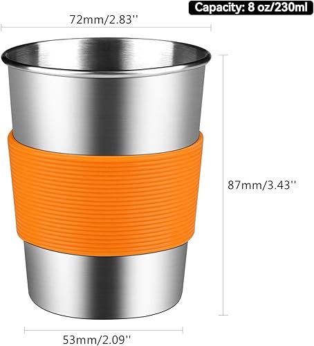 Miniatura 2 de KEREDA Vasos de acero inoxidable para niños con tapas y mangas de silicona, paquete de 5 vasos de 8 onzas