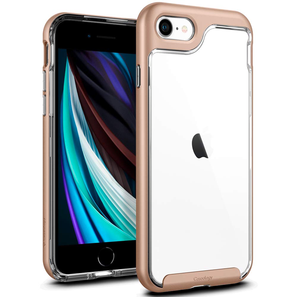 CASEOLOGY by Spigen Skyfall Back Cover Case Compatible with iPhone SE 2022 (for iPhone SE 3) | for iPhone SE 2020 | for iPhone 7 | for iPhone 8 (Thermoplastic Polyurethane and PC | Gold)