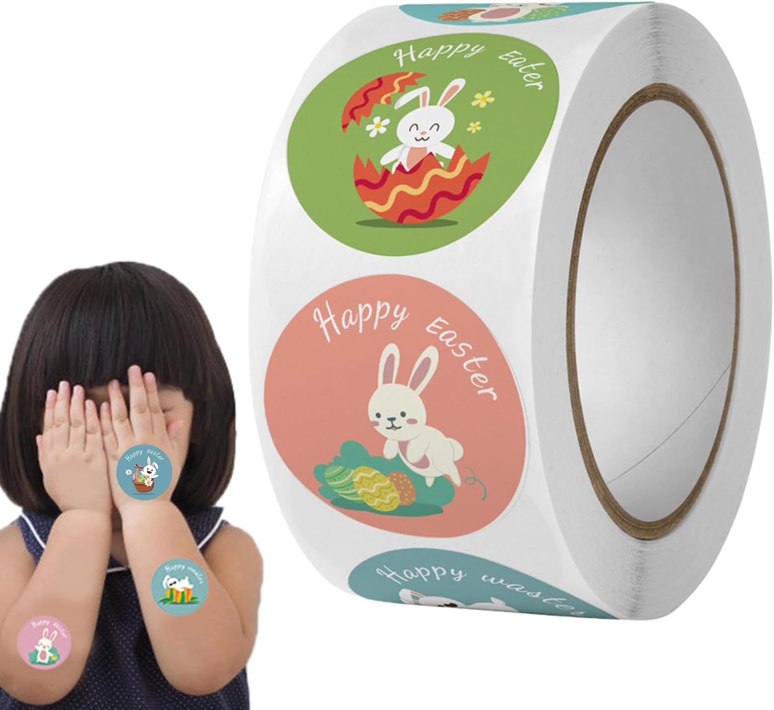Easter Roll Stickers, Easter Theme Stickers Colorful Easter Egg Labels | Decorative Happy Easter Stickers For Easter Decorations, Label Stickers For Party Supplies, Envelopes, Craft