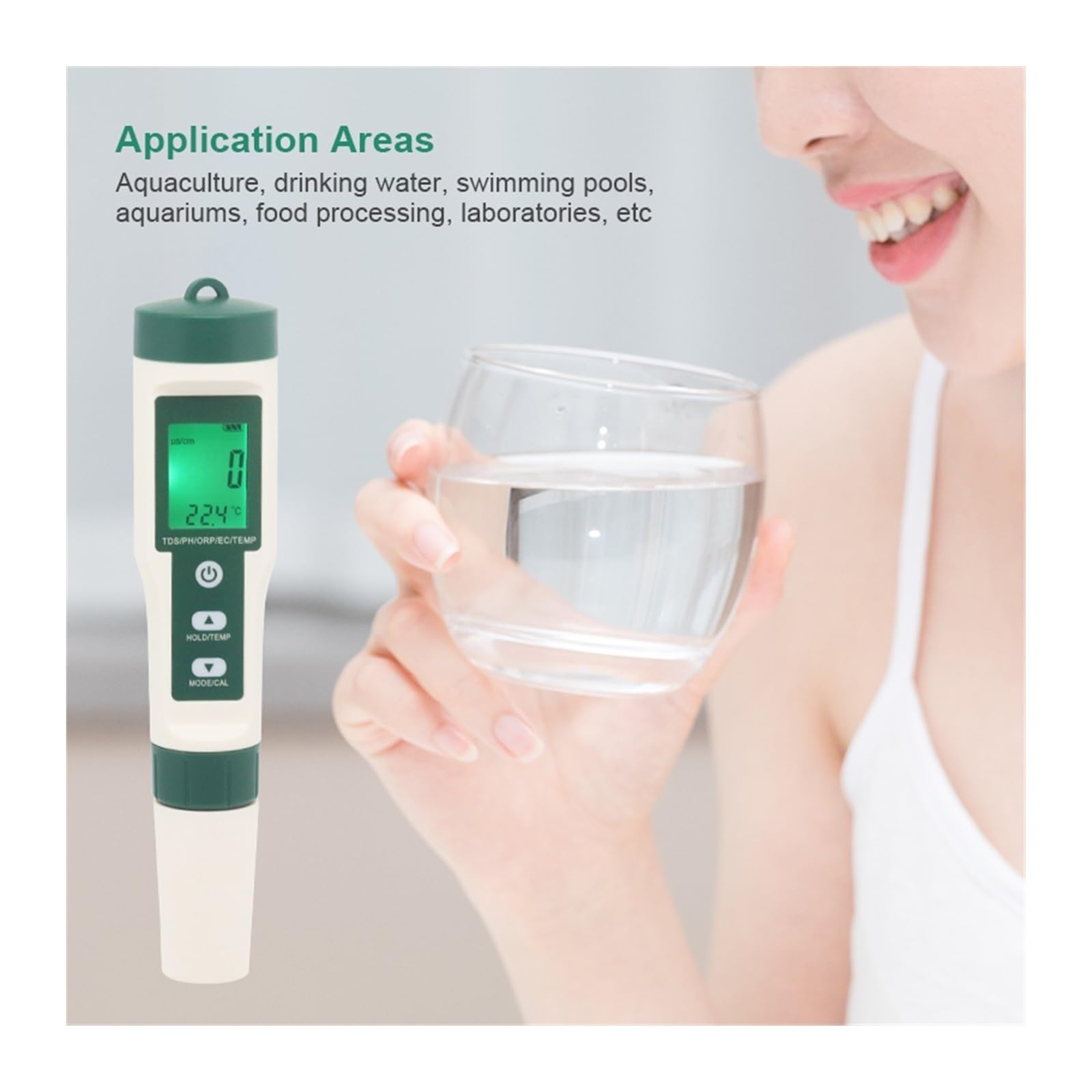 Kit per l'analisi dell'Acqua, 10 in 1 PH/TDS/EC/SALE/TEMP/SG/ORP/H2/Fertile/Resistività Tester di monitoraggio della qualità Acqua for Piscine, Potabile, acquari