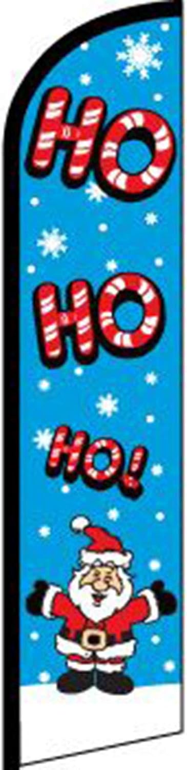NEOPlex - "Ho Ho Ho! Santa" 12-Foot Windless Swooper Feather Flag (Flag ONLY)