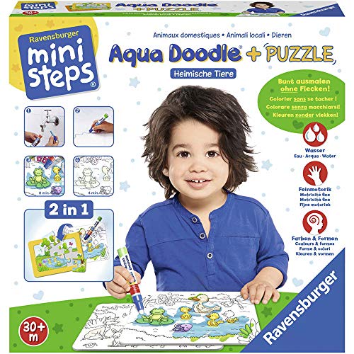 Ravensburger ministeps 04557 - Aqua Doodle® Puzzle: Heimische Tiere