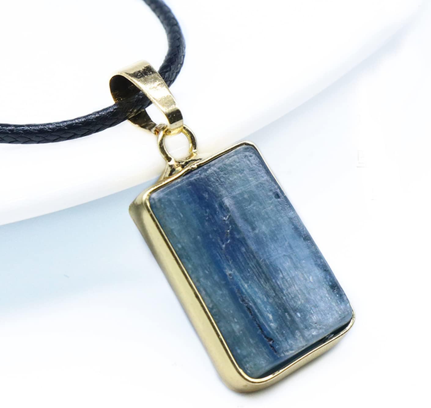 Healing Crystal 1Pcs Red Jasper Crystal Archangel Metatron Cube Geometric Disc and 1Pcs Sapphire Rough Crystal Pendant Necklaces with Black Cord - Image 3