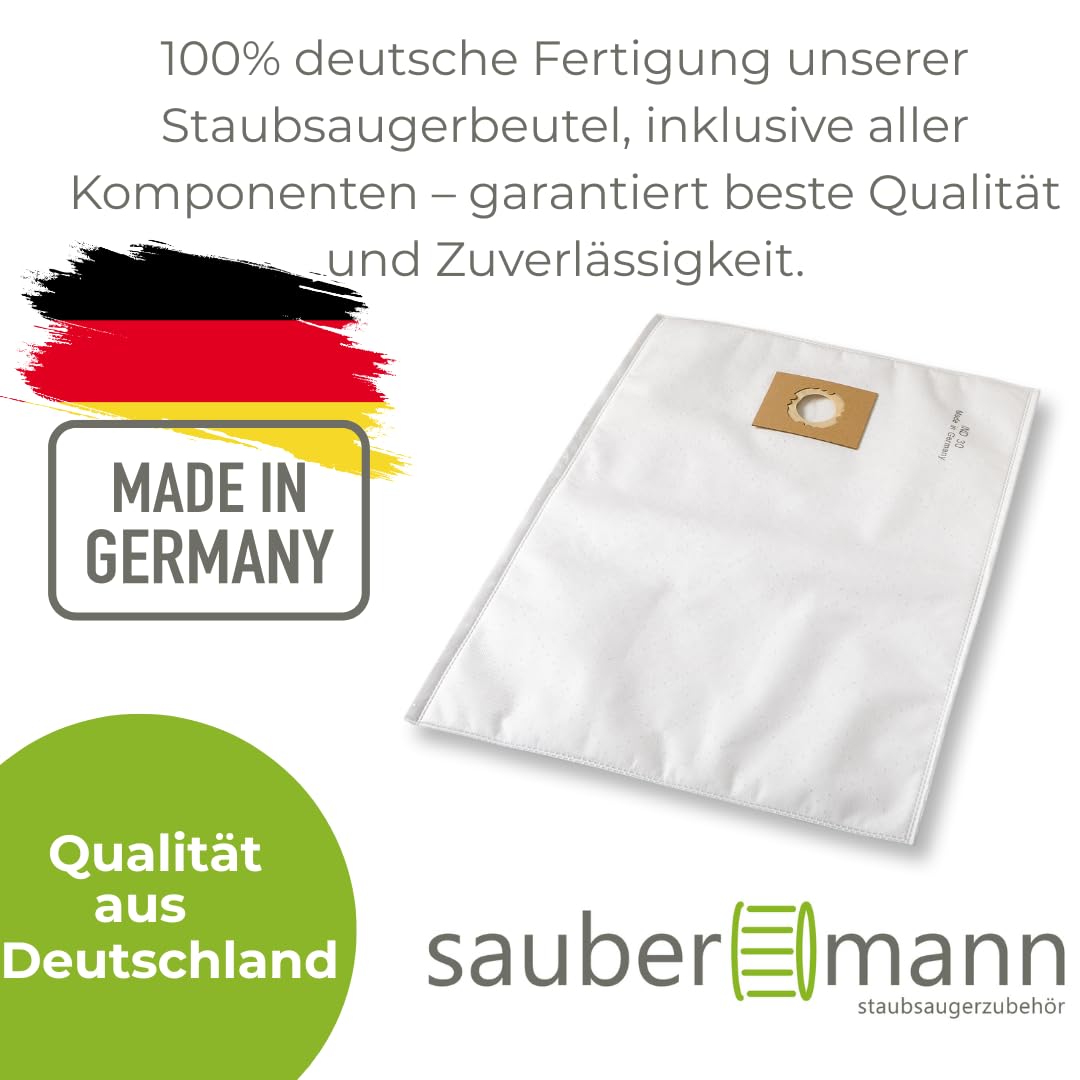30x Premium Vlies Staubsaugerbeutel geeignet für Parkside - PPWD 30 A1 / PPWD30 B2 - "Made in Germany", 30 Liter Fassungsvermögen, reißfest, mehrlagiges Mikrovlies, passgenau