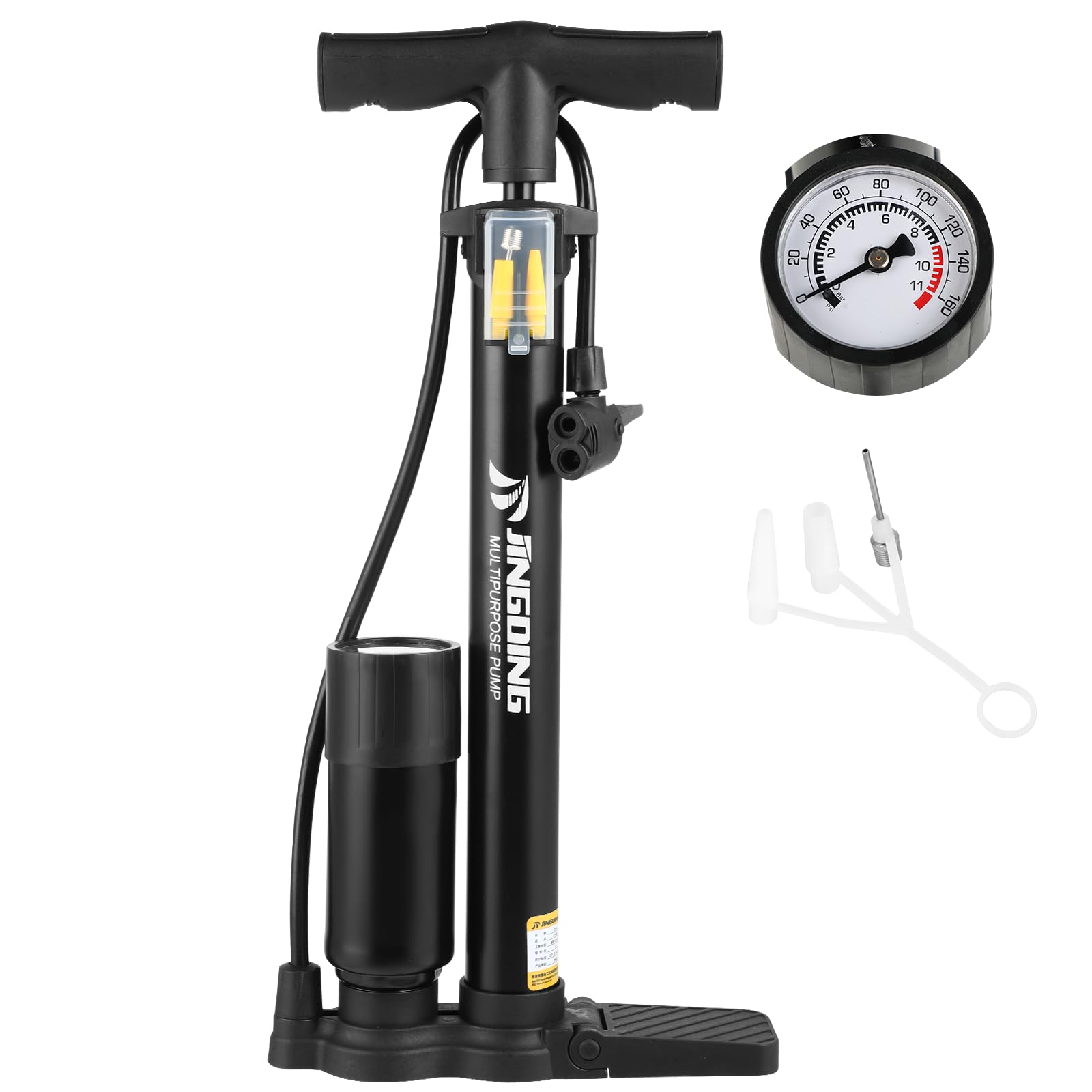 Pompe à Vélo - Pompe à Pied Avec Manomètre 45cm - Matériau Métallique