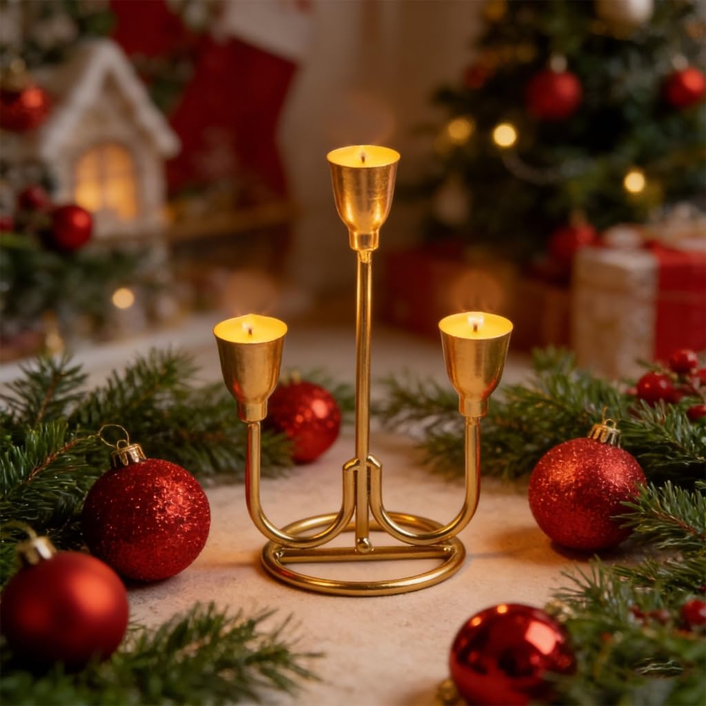 Iron 3 Arm Taper Candlestick Holders Retro Metal Candelabra for Wedding Decors