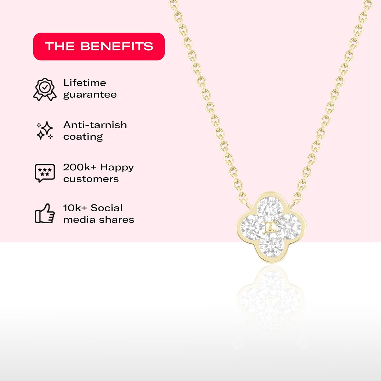 Electric Picks Camilla Clover Necklace - 14kt Gold Plated Necklace for Women, Elegant Dainty Layering Necklace, Wear Alone or Stacked - Image 3