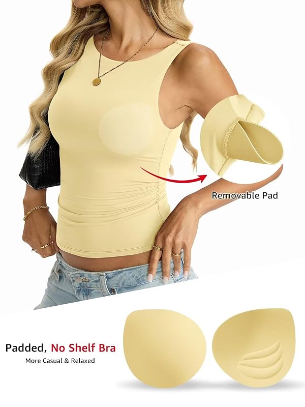 EasyGala Womens Padded Double Lined Tank Tops Boat Neck Built in Bra Tops by EasyGala - Used condition - Image 3