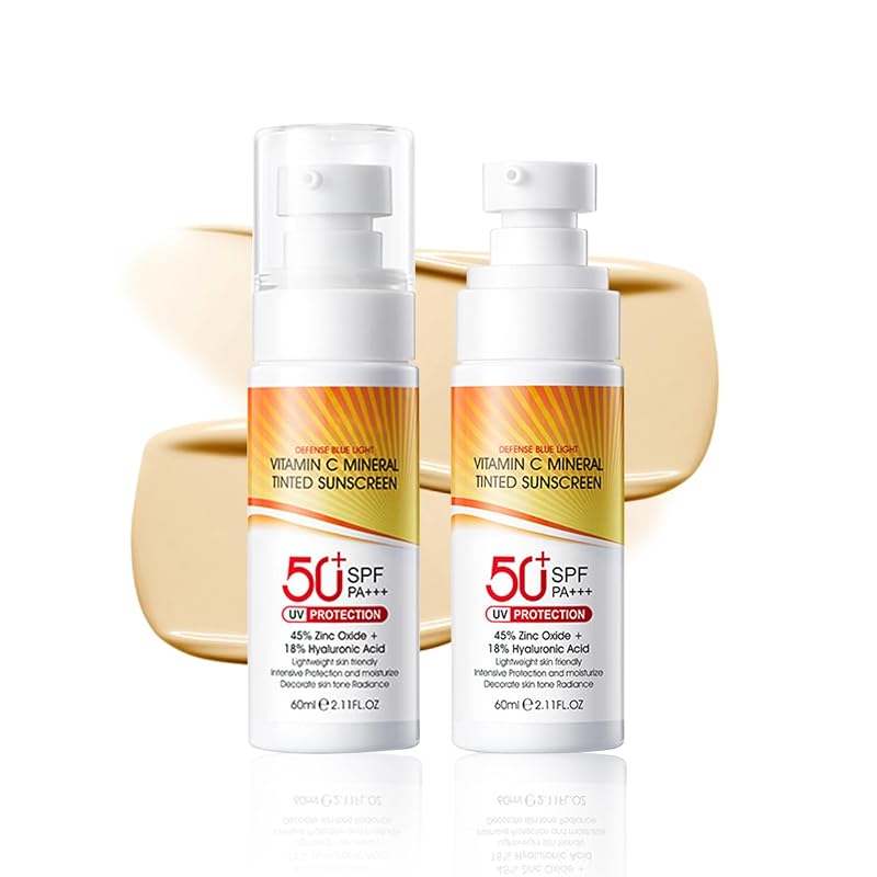 Protetor solar facial tonalizante DWDiWen FPS 50, acabamento primer, tom 01, pacote com 2