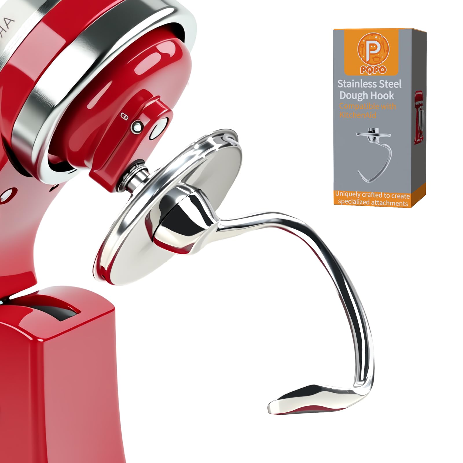 Stainless Steel Dough Hook for Kitchen Aid 4.5-5 Quart Tilt-Head Stand Mixer, Compatible with Kitchen Aid Accessories and Attachments