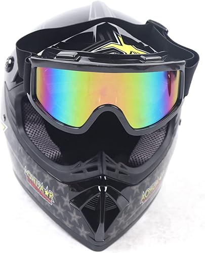 Miniatura 2 de Casco de cara completa para motocicleta, motocross, ATV, UTV, todoterreno, MTB Racing Casco, cascos ligeros DOT con guantes de gafas para adultos y