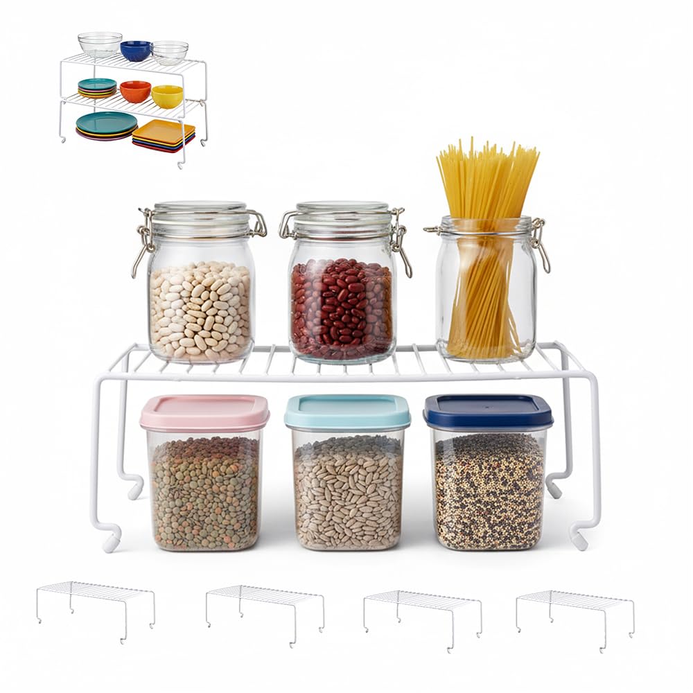 Lot de 4 grandes étagères de rangement de cuisine à plusieurs niveaux, étagères de cuisine pour organisation des épices pour armoire, garde-manger et rangement, étagère à épices, organiseur