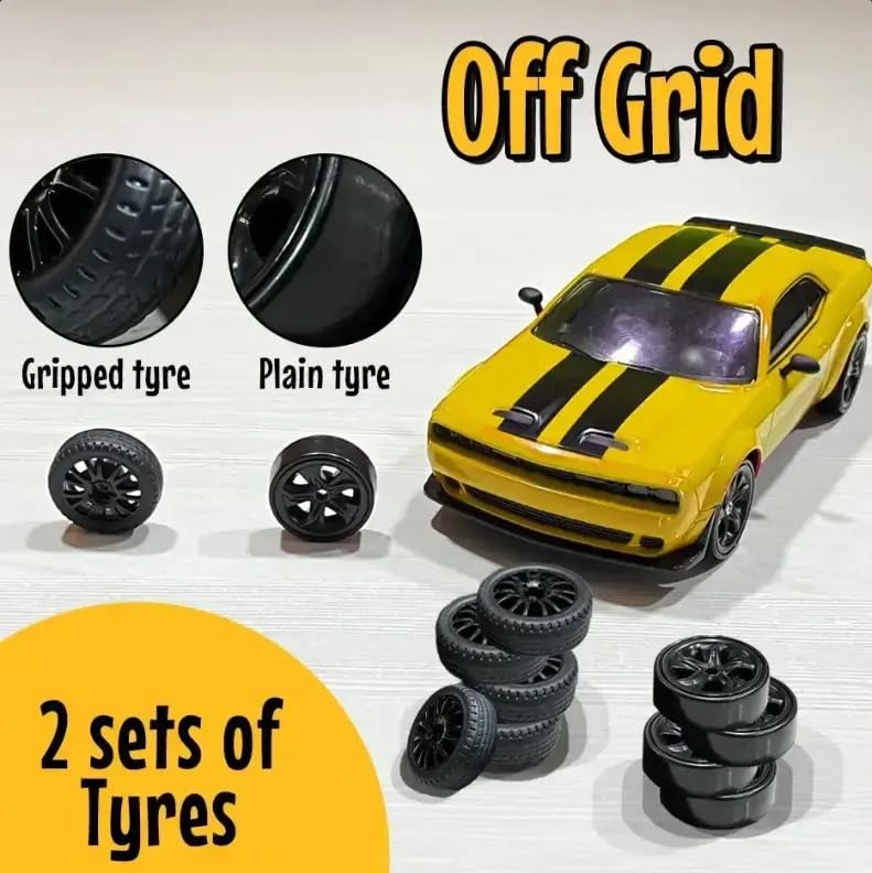 Image of Nitro Dodge Remote Control Car | 20Kmph, 2.4Ghz | Rc Drifting Car, Rc Car, 4 Wheel Drive, Boost Mode, Long Range Remote, Hard Plastic Top with LED Head Light (Yellow)