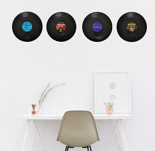 Miniatura 4 de MINI ZOZI Discos de vinilo en blanco de 12 pulgadas falsos, 10 piezas en 1 paquete para decoración de habitación o decoración del hogar en la pared