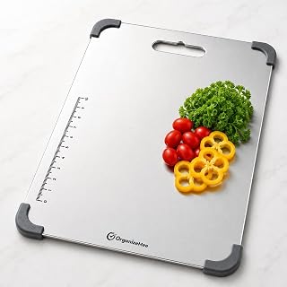 Organizemee Steel Chopping Board Medium 31.8x21cm, Stainless Steel Cutting Board for Kitchen Use, Everyday Rust-Proof Chop... Price In India
