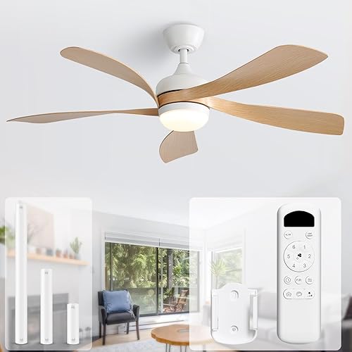 Miniatura 9 de Sofucor Ventiladores de techo inteligentes de 52 pulgadas con luces, ventilador de techo para interiores y exteriores con luz y control remoto,